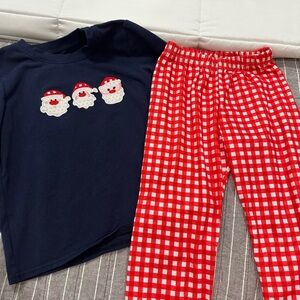 Festive Santa Kids Pajamas - Red and Blue